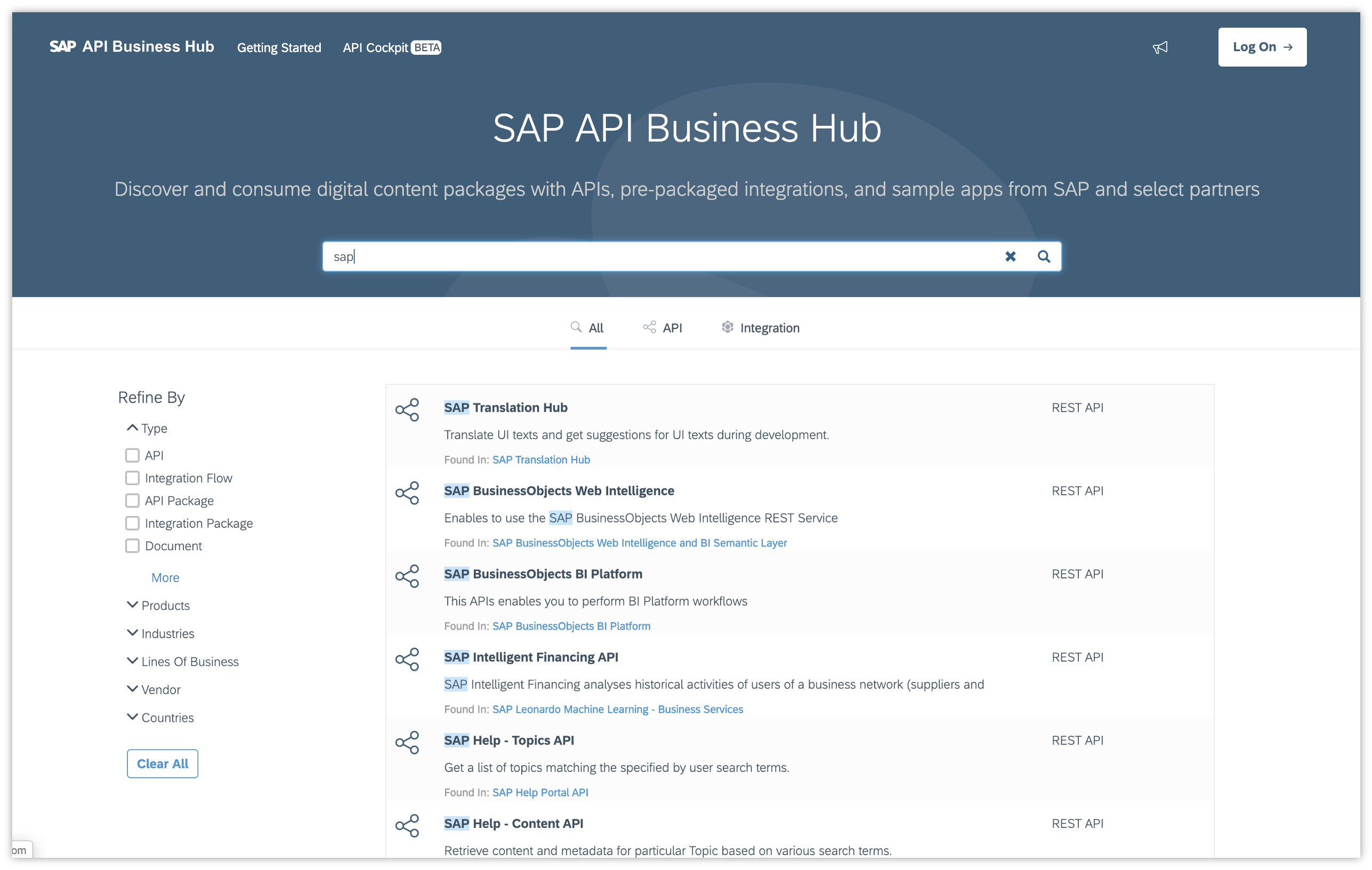 Before · SAP API Business Hub (2019)